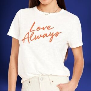 Old Navy TShirt Large LOVE ALWAYS Everywear Graphic Slub Knit Tee Crewneck White